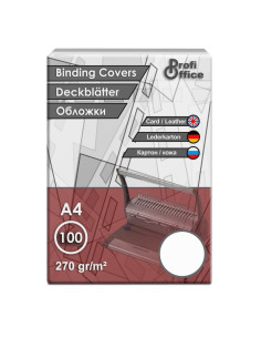 Coperta indosariere A4 ProfiOffice, carton alb, imitatie piele, 270g/mp, top cu 100 coli