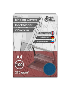 Coperta indosariere A4 ProfiOffice, carton albastru, imitatie piele, 270g/mp, top cu 100 coli