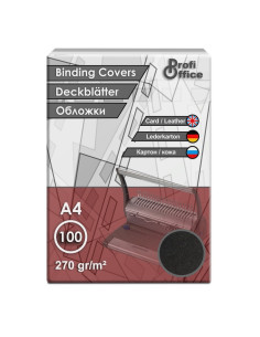 Coperta indosariere A4 ProfiOffice, carton negru, imitatie piele, 270g/mp, top cu 100 coli