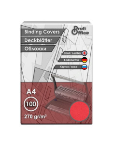 Coperta indosariere A4 ProfiOffice, carton rosu, imitatie piele, 270g/mp, top cu 100 coli