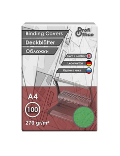 Coperta indosariere A4 ProfiOffice, carton verde, imitatie piele, 270g/mp, top cu 100 coli