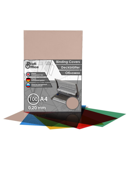 Coperta indosariere A4 ProfiOffice, PVC fumuriu, transparent, 0.20mm, top cu 100 coli