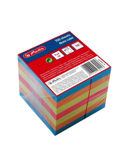 Cub hartie notes Herlitz 9930157, 700 coli, 90x90mm, 4 culori neon