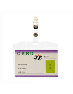 Ecuson cu clips CNX SD105C, orizontal, 16 microni, 67x102mm, plastic, transparent