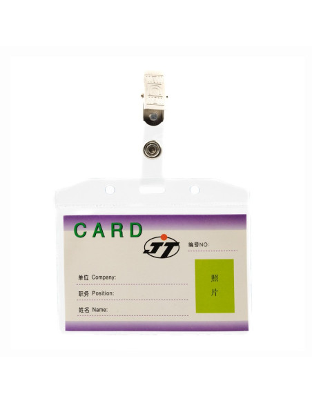 Ecuson cu clips CNX SD105C, orizontal, 16 microni, 67x102mm, plastic, transparent