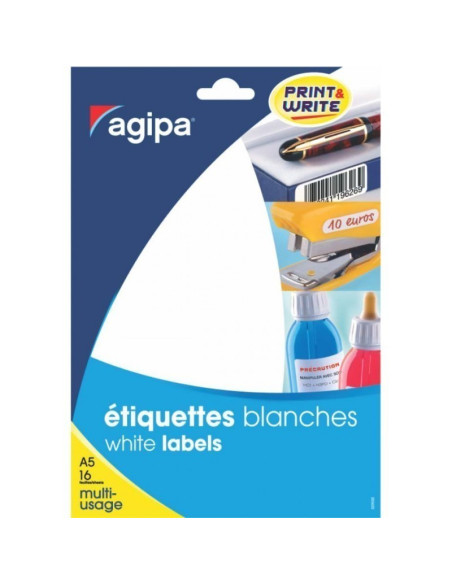 Etichete autocolante Agipa 111832, 77/A6, 8mm, permanente, rotund, albastru, top 6 coli (462 etichete)
