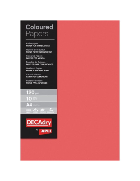 Hartie colorata A4 DECAdry 12171, 120g/mp, rosu, top 10 coli