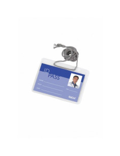 Suport ecuson cu snur Eagle EC004/6, orizontal, 110x70mm, plastic, transparent, set 12 buc