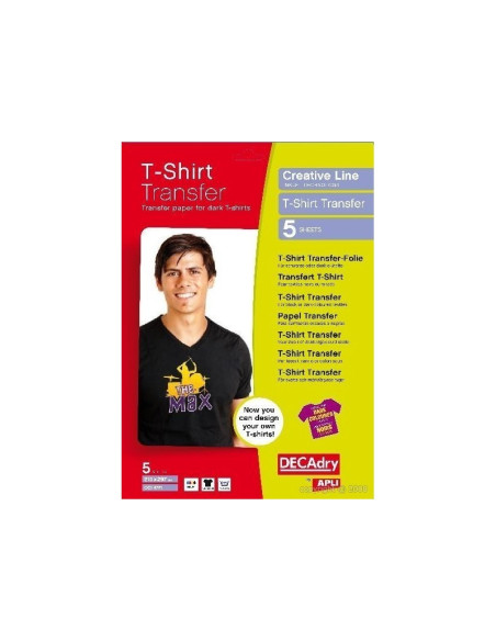 Hartie transfer tricouri DECAdry Inkjet OCI4771, A4, pentru culori intense, set 5 coli