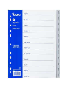 Index plastic calendaristic Ian-Dec Noki 59280ING, A4, portret, gri