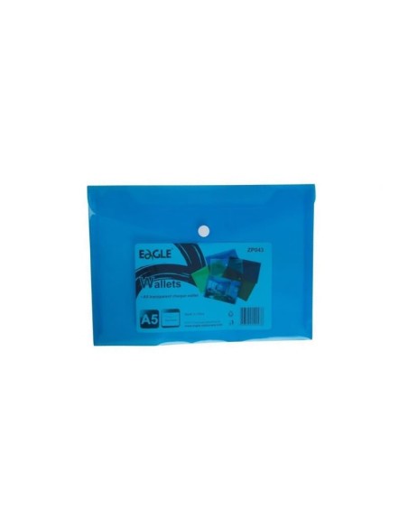Mapa plastic Eagle ZP043, cu capsa, A5, transparent / albastru