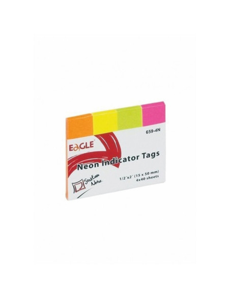 Notes adeziv index Eagle 659-4N, 160 coli, 15x50mm, hartie, 4 culori neon