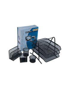 Set birou Office Cover, 5 piese, plasa metalica, negru