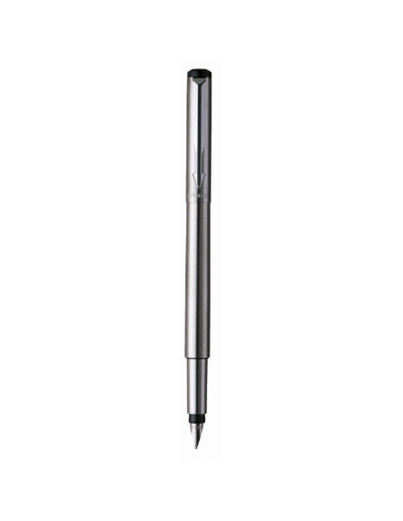 Stilou Parker Vector SS S0723480 2025445, penita iridium, alimentare rezerve sau convertor Parker, corp metalic argintiu