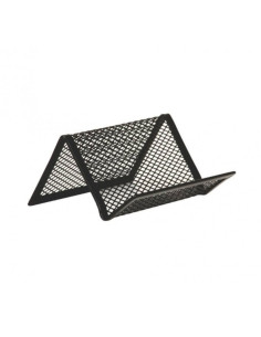 Suport pentru carti de vizita Office Cover, plasa metalica, 5.6x6.6x11.4cm, metalic, negru