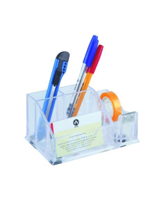 Suport instrumente de scris Ark 2032, contine dispenser banda adeziva, plastic, transparent