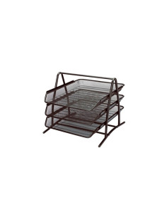 Tavita documente Office Cover, 3 nivele, plasa metalica, negru