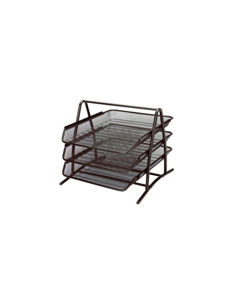 Tavita documente Office Cover, 3 nivele, plasa metalica, negru