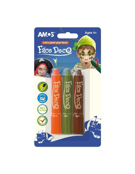 Face Deco AMOS FD5B3B Pirat - set de 3 culori: maro, kaki, portocaliu