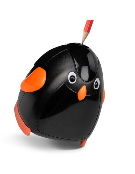 Ascutitoare electrica Eagle EG-5008, alimentare 4 baterii AA neincluse, 1 orificiu, 8mm, model pinguin, plastic, negru