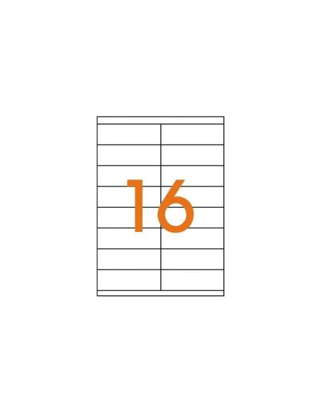 Etichete autocolante Etibox 119753, 16/A4, 105x35mm, permanente, colturi drepte, alb, top 100 coli (1600 etichete)