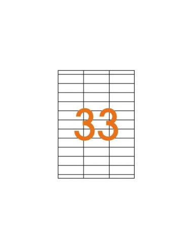 Etichete autocolante Etibox 119765, 33/A4, 70x25mm, permanente, colturi drepte, alb, top 100 coli (3300 etichete)
