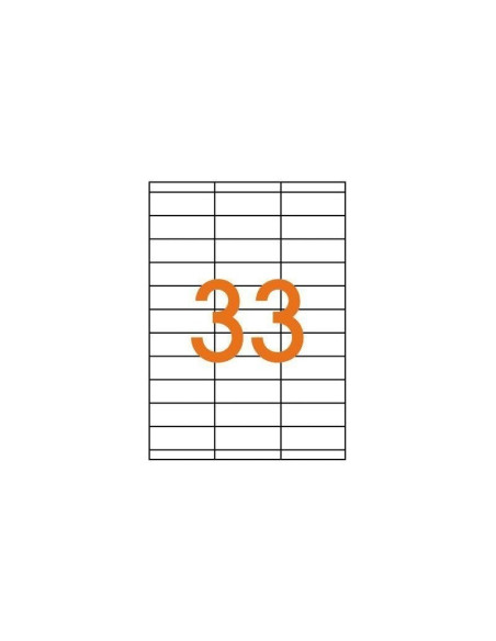 Etichete autocolante Etibox 119765, 33/A4, 70x25mm, permanente, colturi drepte, alb, top 100 coli (3300 etichete)
