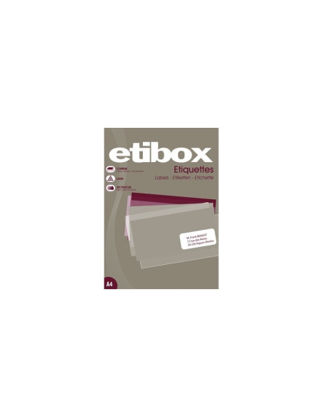 Etichete autocolante Etibox 119772, 56/A4, 52.5x21.2mm, permanente, colturi drepte, alb, top 100 coli (5600 etichete)