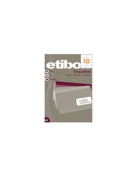 Etichete autocolante Etibox 119768, 10/A4, 105x57mm, permanente, colturi drepte, alb, top 100 coli (1000 etichete)