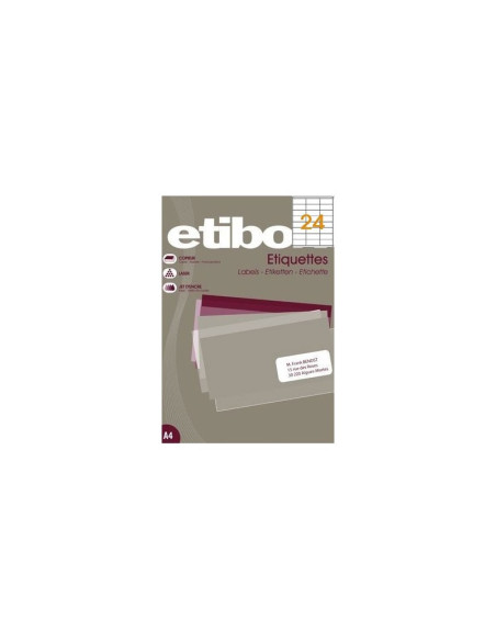 Etichete autocolante Etibox 119751, 24/A4, 70x37mm, permanente, colturi drepte, alb, top 100 coli (2400 etichete)