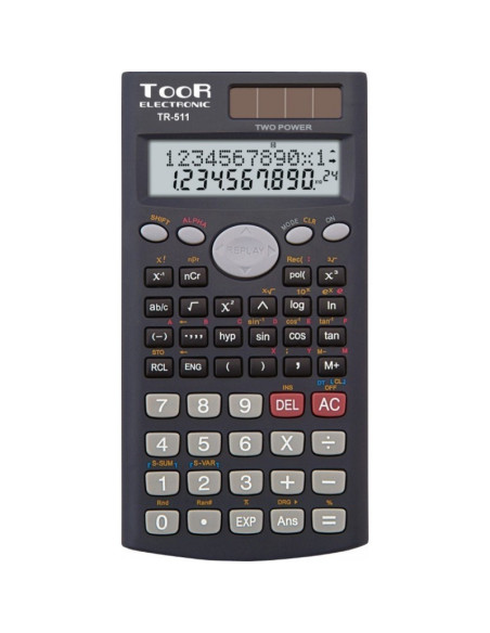 Calculator de birou Toor TR-511 120-1420, 12 digiti, alimentare baterie + solar, stiintific, negru