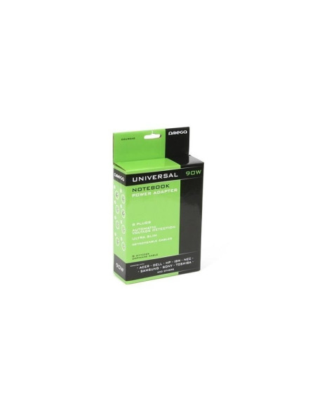 Incarcator laptop Omega, cu 8 conectori, max 90W, input 100-240V 50-60Hz, output 19V 4.74A, OZU90AS, 41612