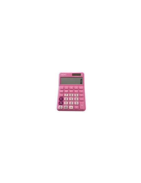Calculator de birou Noki H-CS001P, 12 digiti, alimentare baterie + solar, ecran inclinat, roz