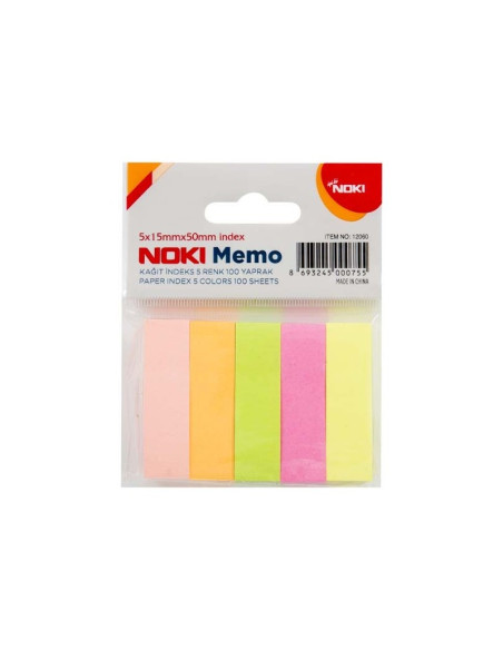 Notes adeziv index Noki 12060, 500 coli, 15x50mm, hartie, 5 culori neon