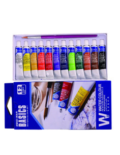 Culori tempera Colorarte, cu pensula, 12 culori x 6ml, EW1206C