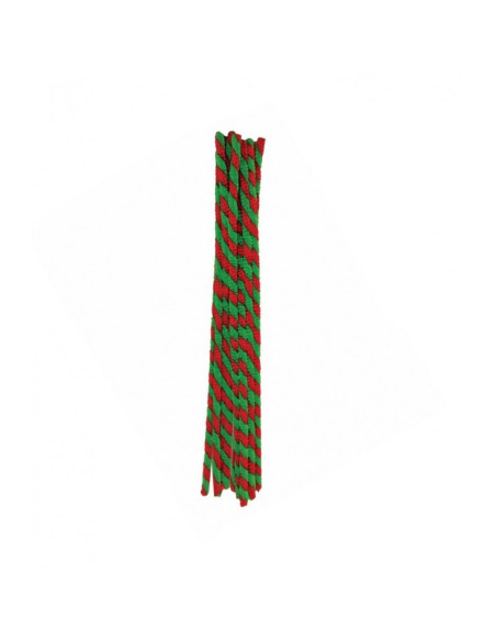 Accesorii creatie - sarma plusata, verde, rosu, rasucita, motiv Craciun, set 10 buc, Colorarte