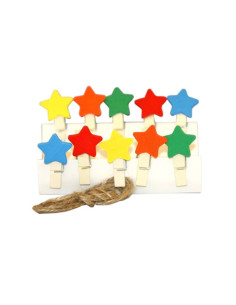 Accesorii creatie - lemn - carlig natur cu stelute, 3.5cm, set 10 buc, Colorarte