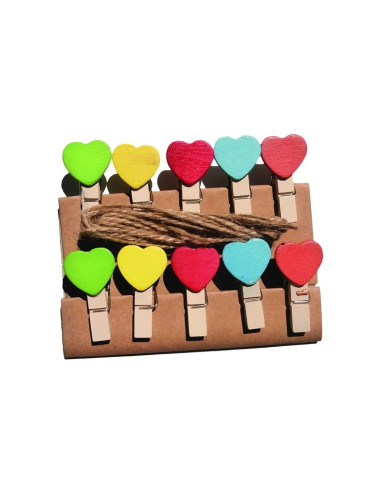 Accesorii creatie - lemn - carlig natur cu stelute, 3.5cm, set 10 buc, Colorarte