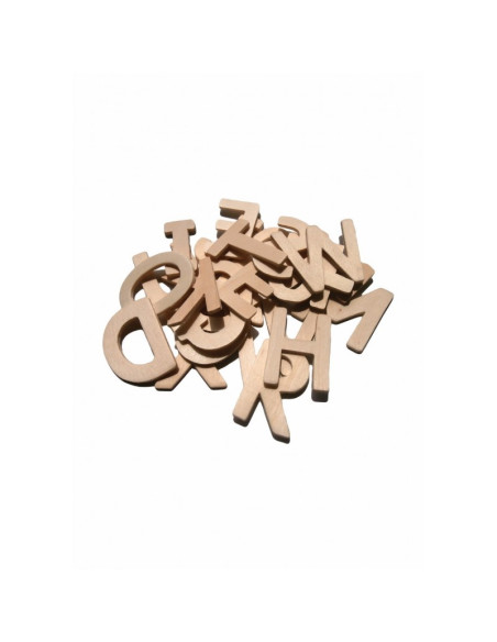 Accesorii creatie - lemn - alfabet, 2.4x4.5cm, set 26 buc, Colorarte