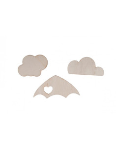 Accesorii creatie - lemn - mixt nori / umbrela, set 20 buc, Colorarte