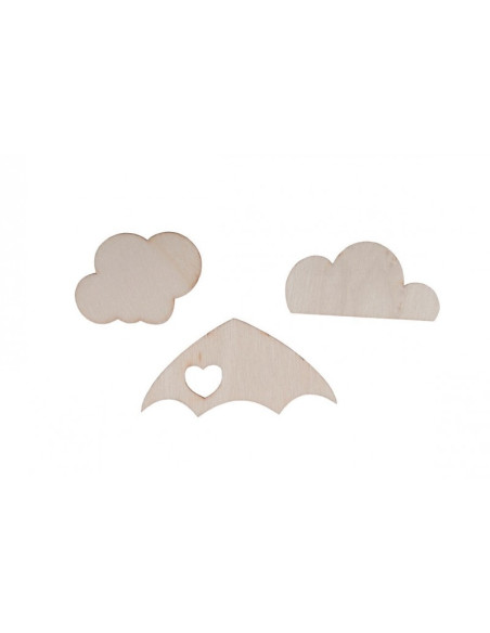 Accesorii creatie - lemn - mixt nori / umbrela, set 20 buc, Colorarte