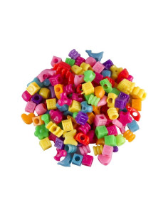 Accesorii creatie - margele plastic, diverse modele, didactic, 50g, set 150-250 buc, Colorarte