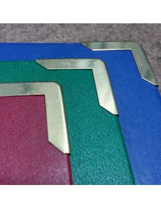 C155 Montare set 4 coltari auri pentru coperti carton invelite cu hartie pentru arhiva si coperta invelita cu imitatie piele  2