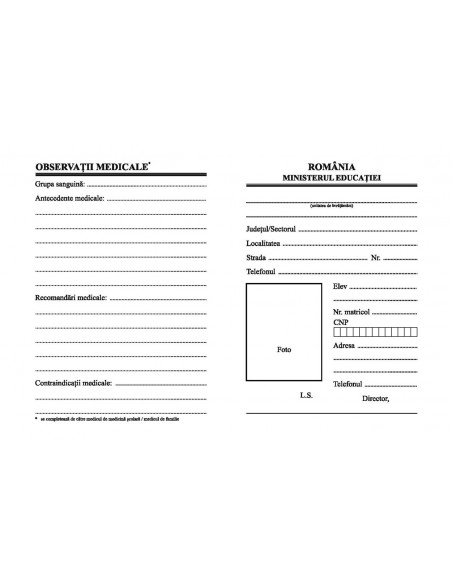 C044 Carnet de elev pentru clasele V-VIII