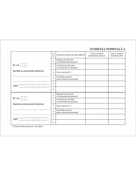 C088 Registru unic pentru invatamantul gimnazial, postliceal si de maistri - coperta imitatie piele