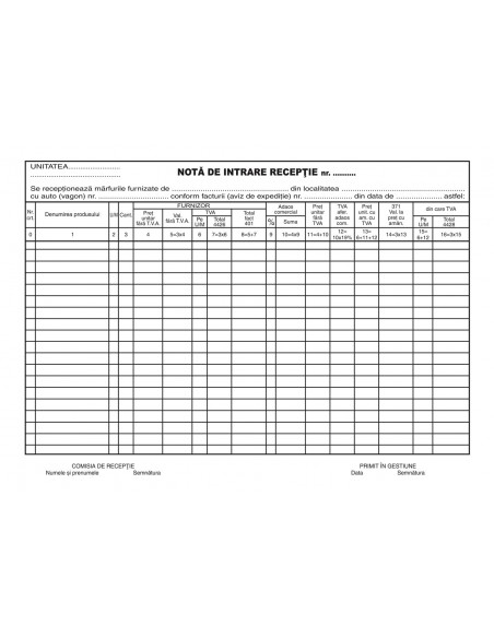P006 Nota de intrare receptie nr. (16 coloane)