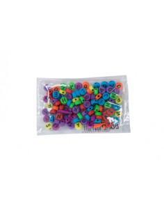 Accesorii creatie - margele alfabet plastic, diverse culori, rotunde, set 60-80 buc, Colorarte