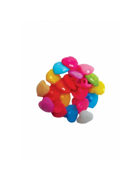 Accesorii creatie - nasturi inimi plastic, diverse culori, 12mm, set 15-20 buc, Colorarte