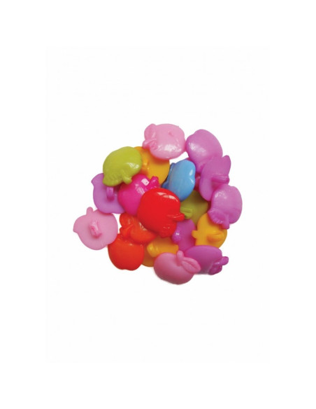 Accesorii creatie - nasturi mere plastic, diverse culori, 15mm, set 20 buc, Colorarte
