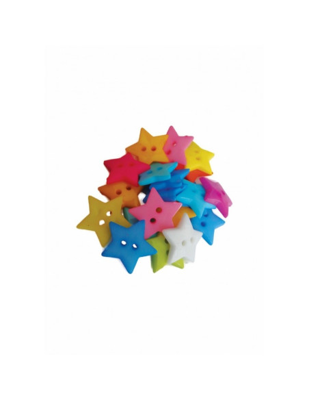 Accesorii creatie - nasturi stelute plastic, diverse culori, 20mm, set 20 buc, Colorarte